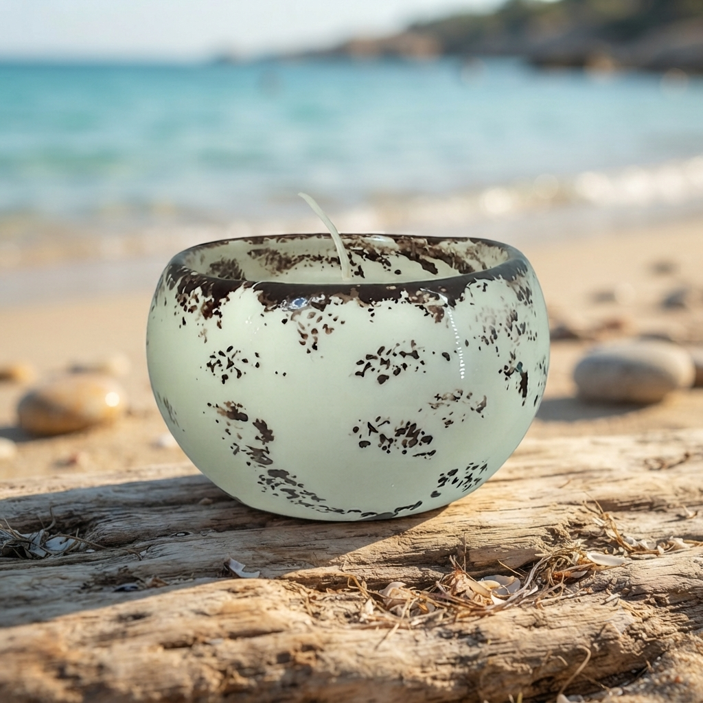 Zampiva Porta Candele Ceramica Bianca Decoro Maculato H11,5 cm