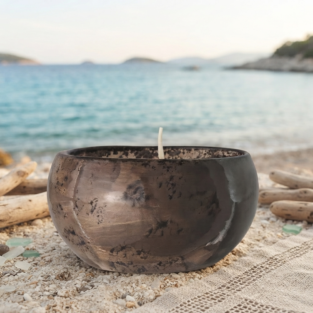 Zampiva Porta Candele Ceramica Fango Maculato H 11,5 cm