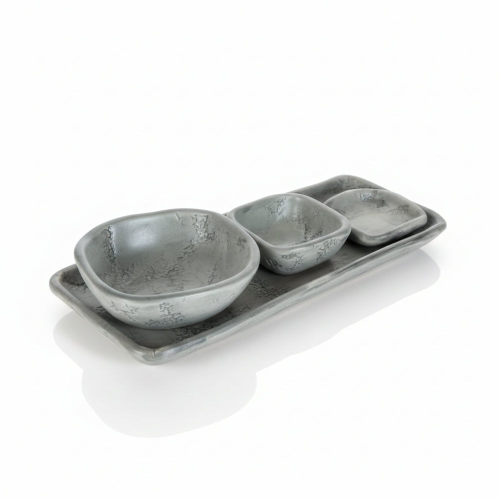 Zampiva Sushi Set Antipastiera Gray in Ceramica Artigianale Made in Italy
