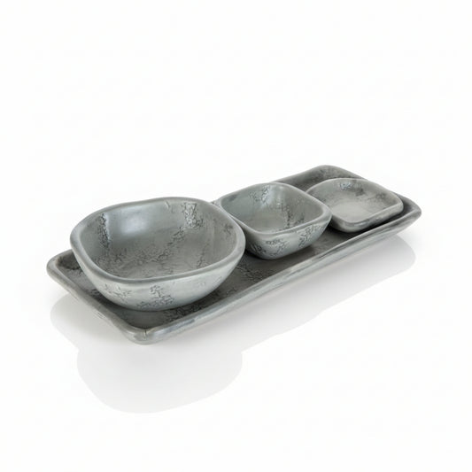 Zampiva Sushi Set Antipastiera Gray in Ceramica Artigianale Made in Italy