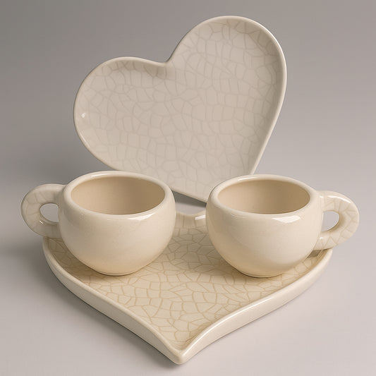 Zampiva Tête-à-Tête Vassoio Cuore con 2 tazzine caffè 15 cm – idea regalo romantica Made in Italy – Le Favole


