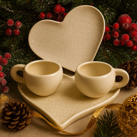Zampiva Tête-à-Tête Vassoio Cuore con 2 tazzine caffè 15 cm – idea regalo romantica Made in Italy – Le Favole


