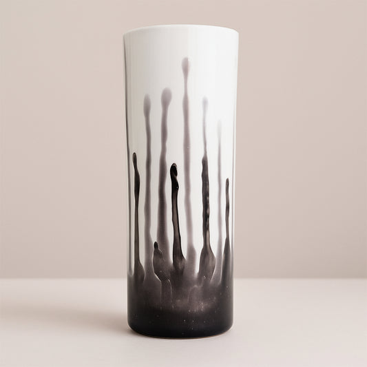 Zampiva – Vaso in Porcellana Bianco Fango H.29,5 cm Decoro Neige – Made in Italy