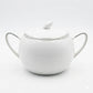 Zuppiera Mondì porcellana bianca filo platino 30x20x20 cm elegante