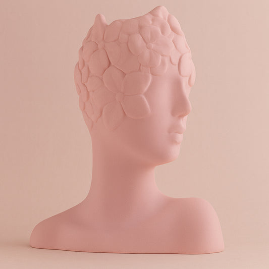 Ilary Queen Vaso Profilo Ceramica Rosa con Fiori 14x17H cm