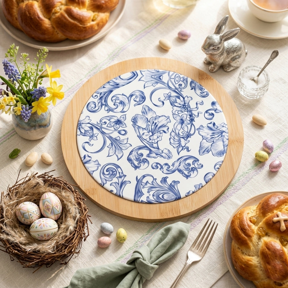 Cuorematto Rotating Antipasto Tray in Majolica Wood Ø22 cm 