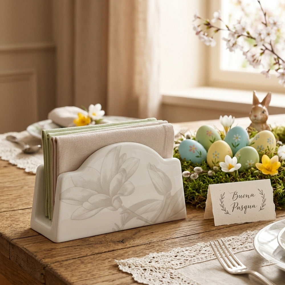 Ceramiche Viva Porta Tovaglioli Porcellana Tortora 16x10x4 cm