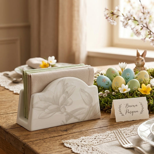 Ceramiche Viva Porta Tovaglioli Porcellana Tortora 16x10x4 cm