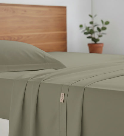 Completo Letto Tinta Unita Cotone Percalle 200 Fili linea ARIA- Matrimoniale.