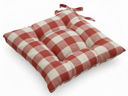 Cuscino Sedia CAMPAGNOLA in Cotone Rustico a Quadri - Trapuntato Made in Italy