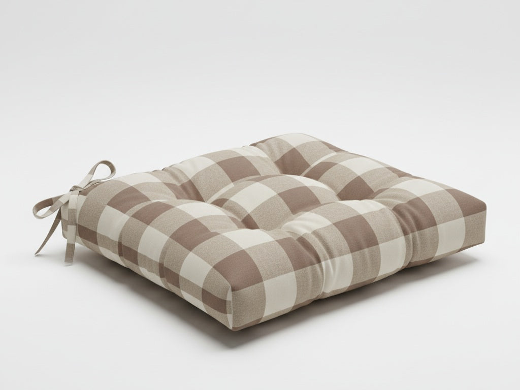 Cuscino Sedia CAMPAGNOLA in Cotone Rustico a Quadri - Trapuntato Made in Italy