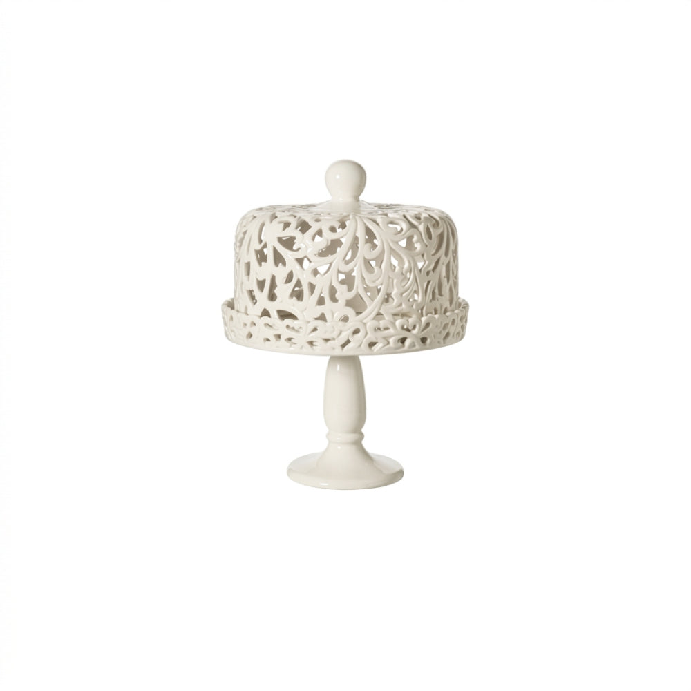 L'Arte di Nacchi Alzatina Traforata Ceramica Bianca 29 cm