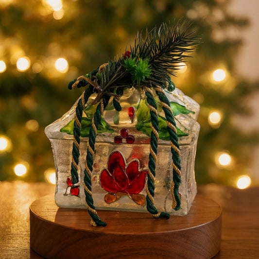 Rigatti – Porta Tovaglioli in Vetro Decorato Natalizio 12x7 cm