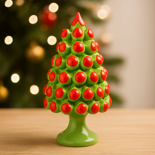 Gli Alberelli Alberello Pigna Natale H 35 cm - Verde Rosso