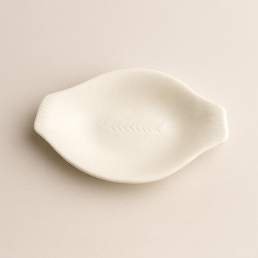 sVuotatasche Ovale Wald in Ceramica Bianca Kergres 23x14xH4,5 cm