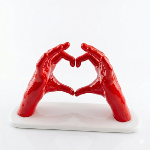 Sharon Mani che Formano Cuore Ceramica su Base 30x19 cm