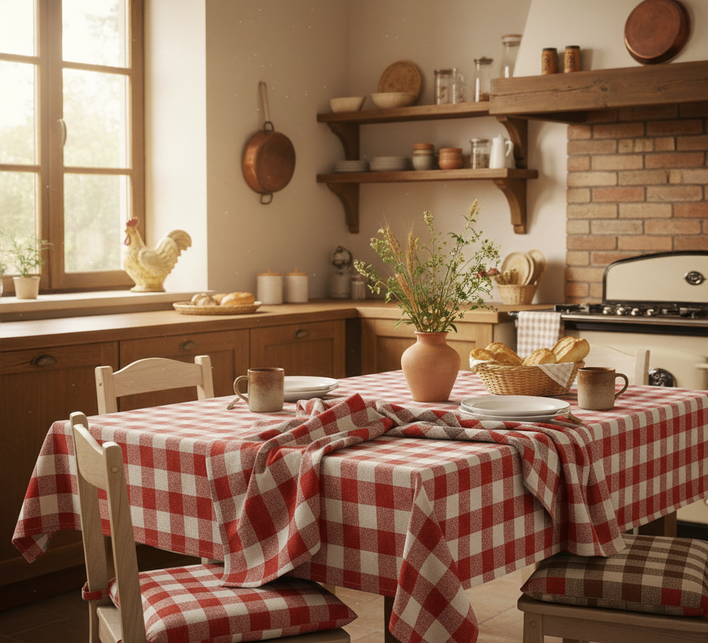 Tovaglia Campagnola 100% Cotone Tinto Filo – 4 Colori | Standard e Su Misura