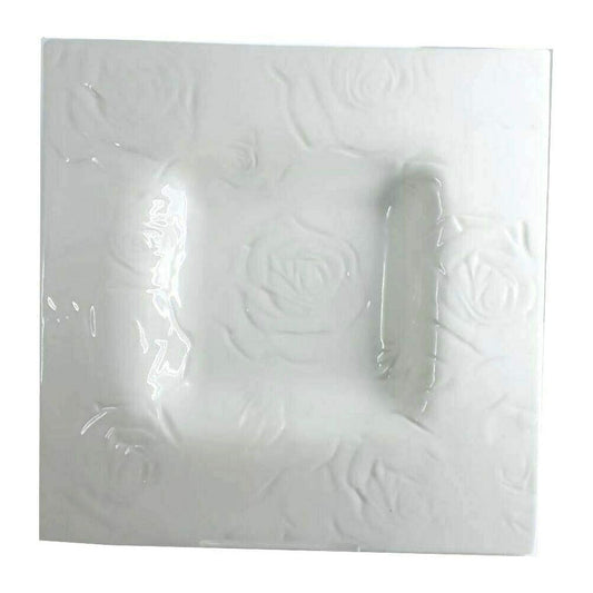 Zampiva Centro Tavola Vuota Tasche Cm.26 In Ceramica Color Bianco Decoro Rose Porta Bon
