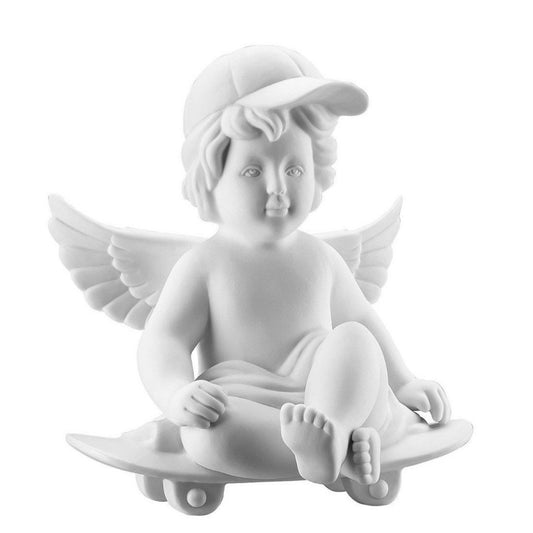 Angelo Skate Rosenthal ceramica biscuit bianca 14 cm decorazione artistica