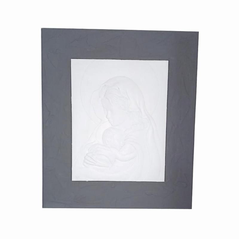 C.Reale Quadro Sacro Capoletto Stile Shabby Chic Madonna con Bambino con Cornice Grigia