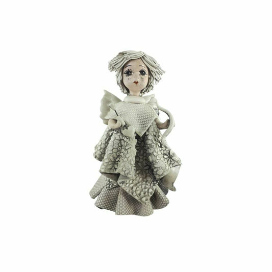 Zampiva Statua Angelo Biscuit Anticato H.12,5 Cm Statuina In Porcellana Fine Made In Italy
