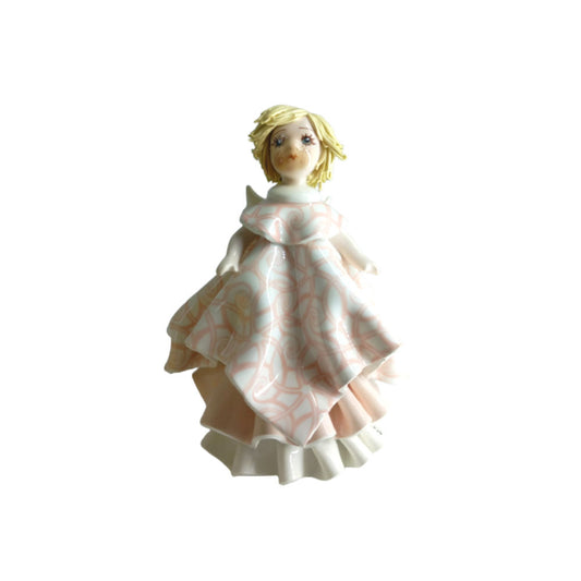 Zampiva Statua Angelo Rosa H.12,5 /15.5 Cm Statuina In Ceramica Made In Italy