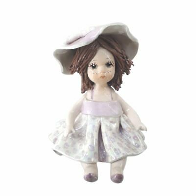 Zampiva Statua Bambolina Con Cappello  H.7 cm Statuina in Ceramica Made Italy 00155