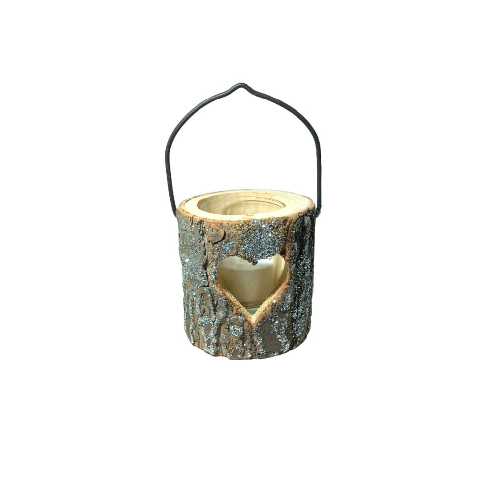 Mascagni  Porta Candele Tea Light Corteccia Legno Natalizio Decorativo